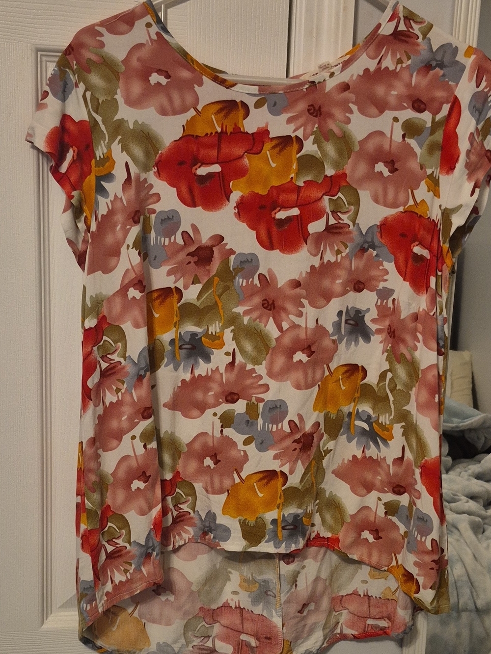 Women's Floral Cap Sleeve Tunic in Multi-Color